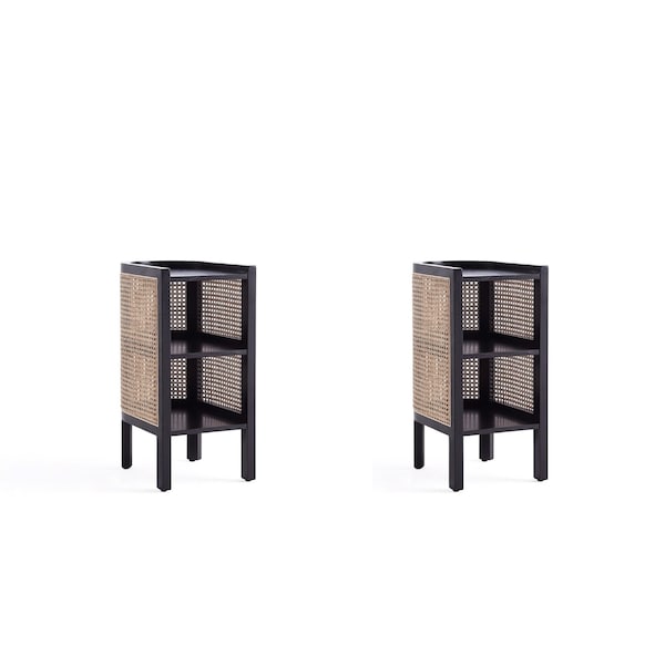 Manhattan Comfort End Tables, 11.81 in W, 15.94 in L, 24.41 in H, Natural Cane 2-NSCA01-BK - main